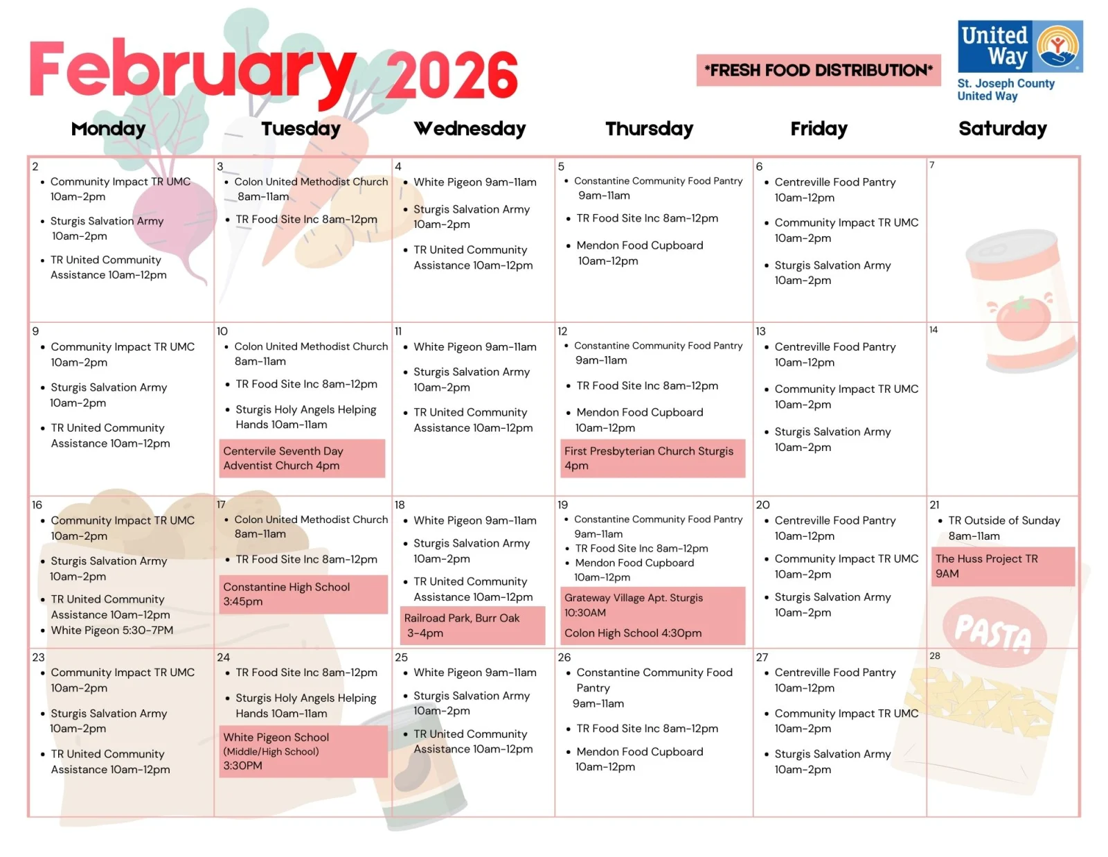 February 2026 Food Access Calendar