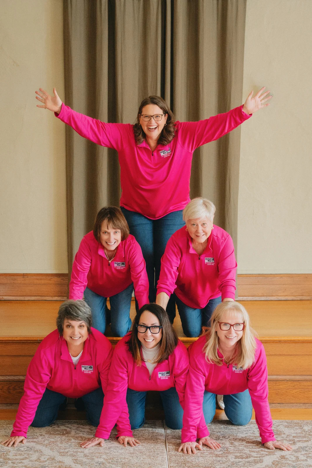 Bottom left to right Becky Stauffer, Jan Eichel, Paige Smolarz, Middle Left to Right Linda Tomlinson, Jill Groenendyk, Top Ann Vinson